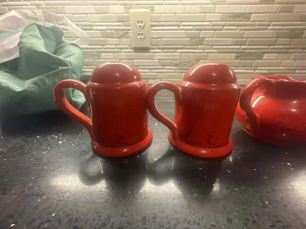 Mamma Ro Italian Red Pottery 4-Piece Creamer Sugar & Salt Pepper Set